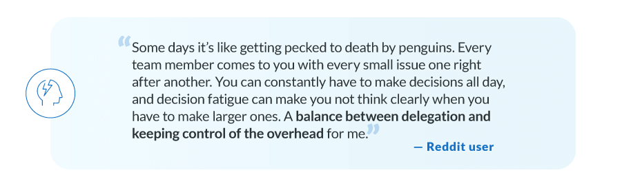 Reddit user quote about managing teams