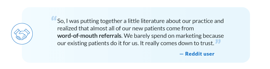 Reddit user quote about word-of-mouth-referrals