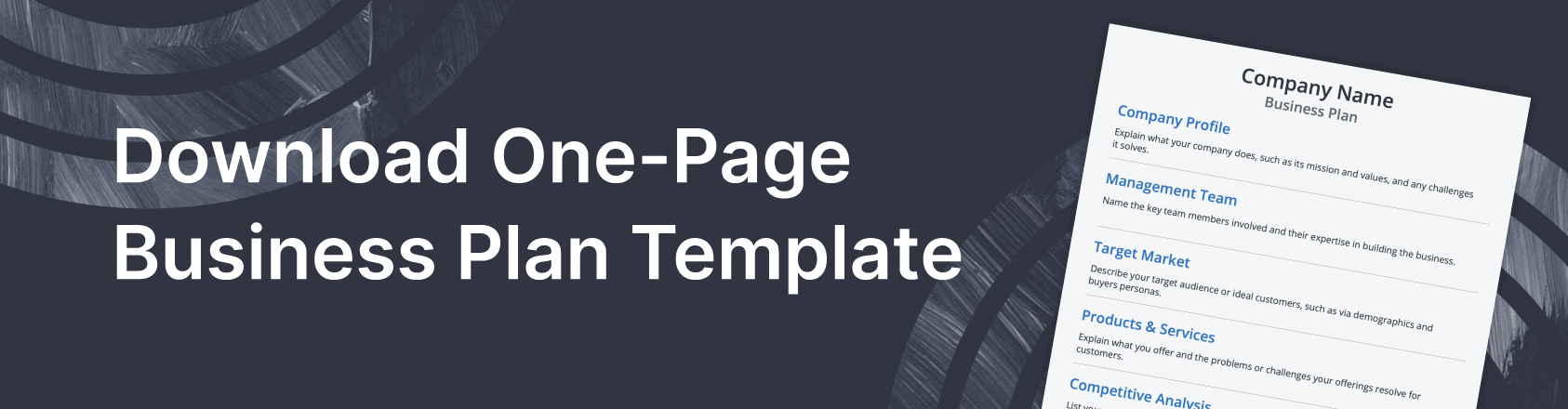 One-page business plan template